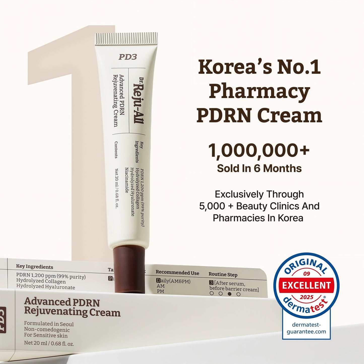 Dr.Reju-All PDRN Rejuvenating Cream – Rejuall PDRN Face Moisturizer – Optimal 1200ppm for Glass Skin & Plumping – Korean Pharmacy Anti-Aging Skin Care Face Cream